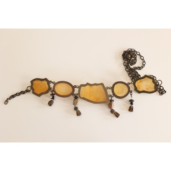 Vintage Resin Large Stone Crystal Link Chain Belt Jasper Glass Witchy Western main image 4